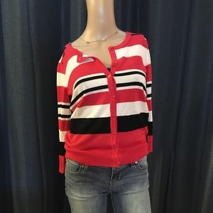 (3/$25 ) Stripe Cardigan. Black/pink. New w/ tags